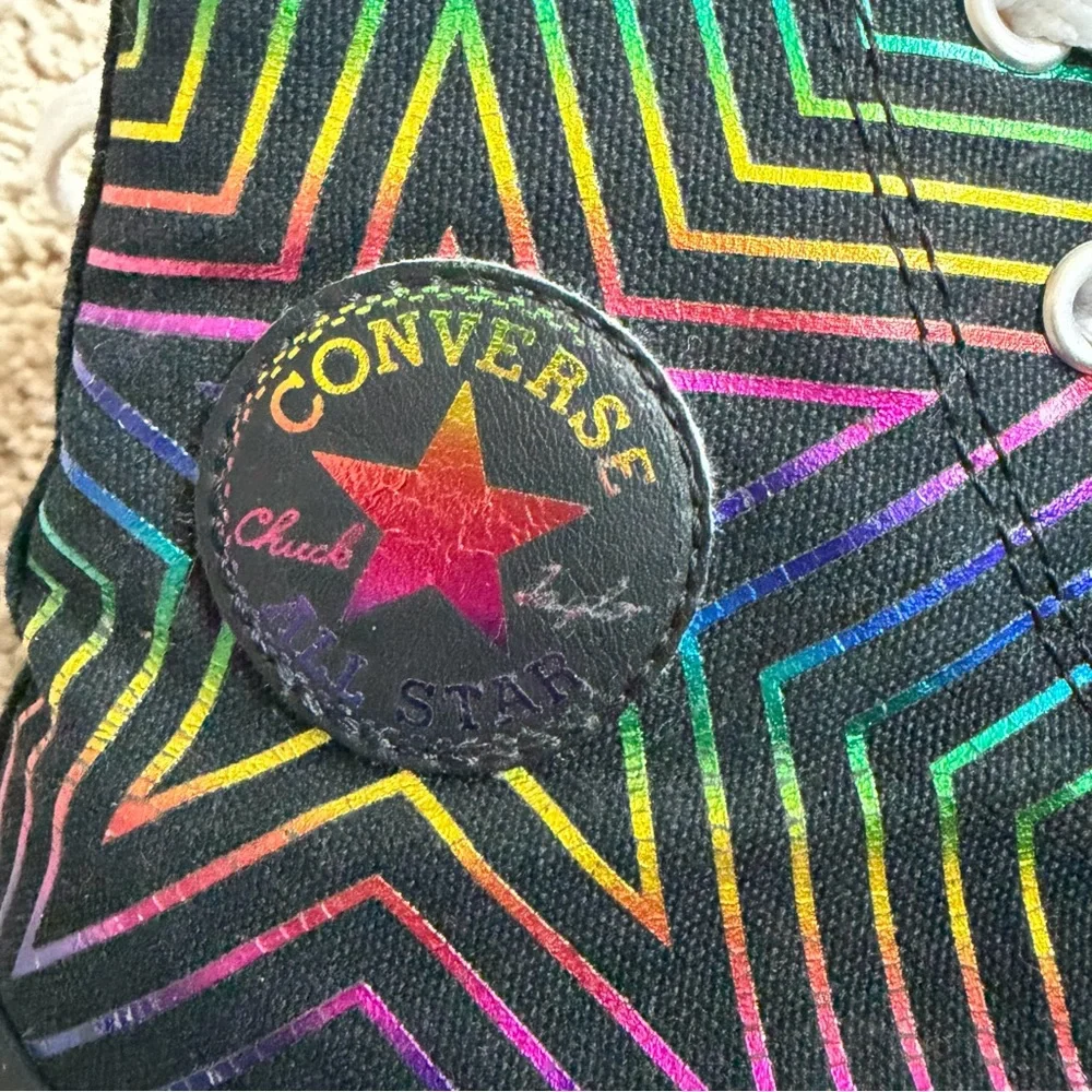 Converse Kids' Black and Rainbow High-Top Sneakers size 3.5